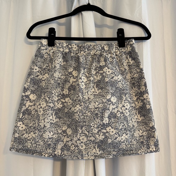 J. Crew Blue/White Floral A-Line Mini Skirt Neon Green Zipper Womens 00 - Picture 1 of 9